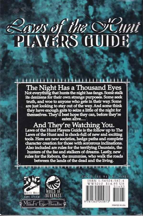 World of Darkness - Minds Eye Theatre - Laws of the Hunt Players Guide (Grade B) (Genbrug)